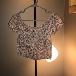 Floral print off the shoulder crop top